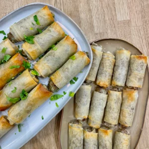 Pièce traiteur, Rolls de porc effiloché, sauce barbecue, pommes de terre
